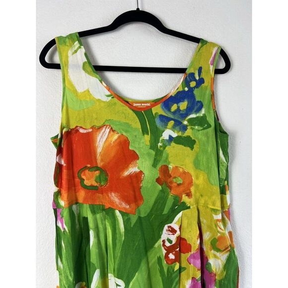Jams World Janice Green Floral Midi Dress Valleyview Print Pockets Size Large - Picture 15 of 15